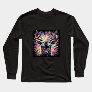 Art horror, deer with wolf fangs. Beautiful illustration. Long Sleeve T-Shirt